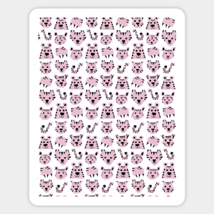 Cute Cartoon Pink Tiger Faces and Tails Sticker